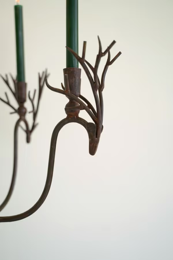 Forged Rustic Iron Deer Candelabra