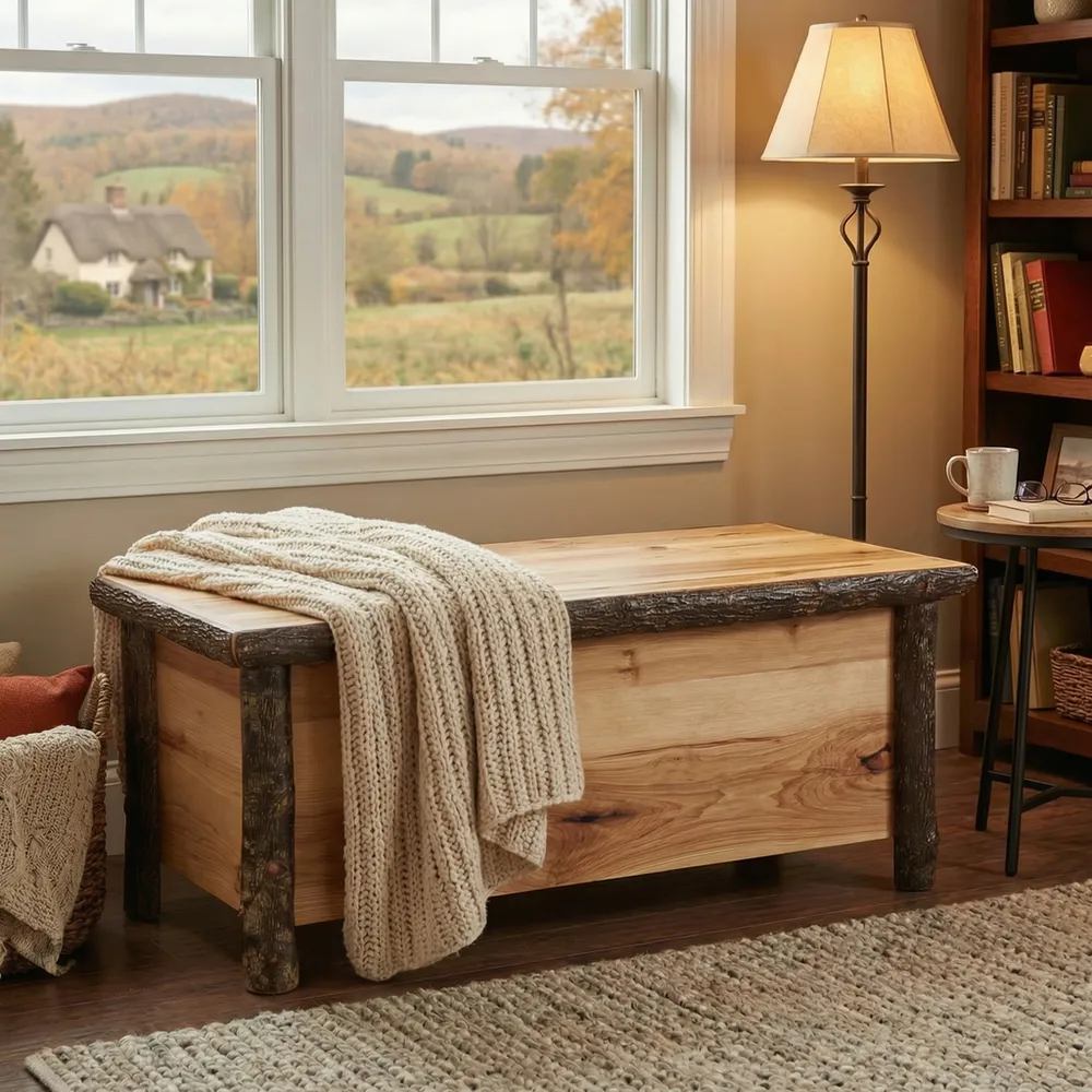 Hickory Log Blanket Chest - Slate