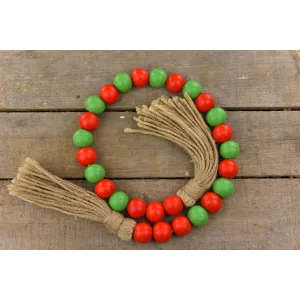 Red & Green Beaded Garland 28in 1