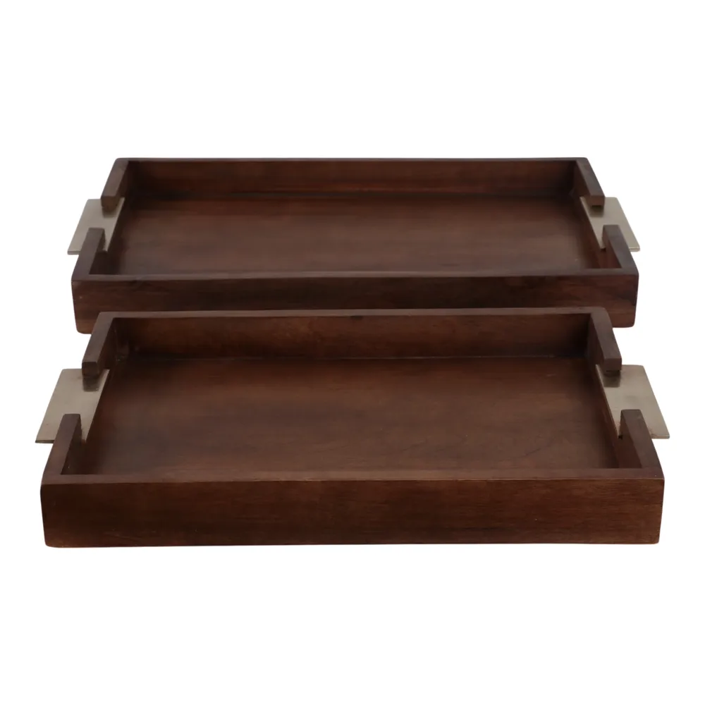 NEWTONSHAW SET OF 2 BROWN TRAY 3 (IN)