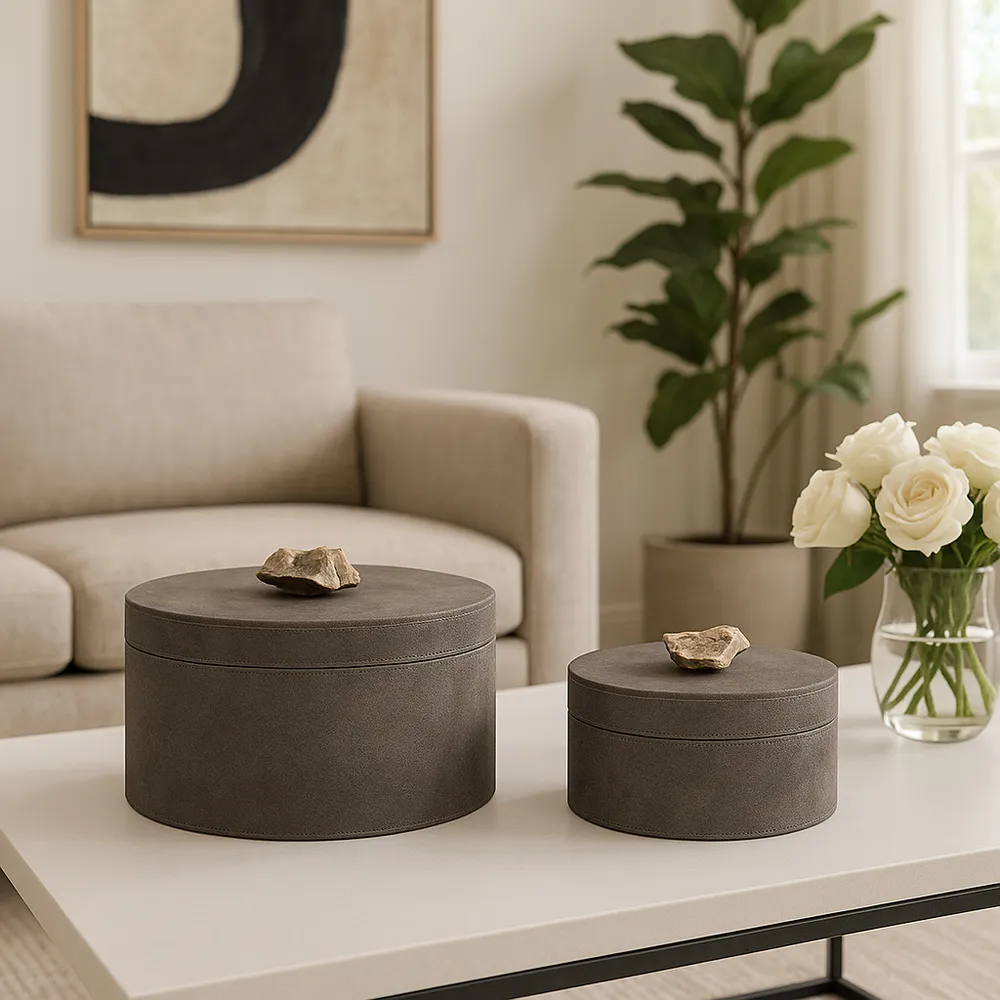 GRAYSONHAVEN SET OF 2 GRAY BOXES 5 (IN)