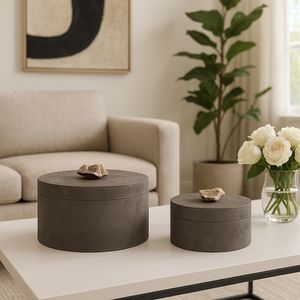 GRAYSONHAVEN SET OF 2 GRAY BOXES 5 (IN) 12