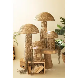 Set of 4 Woven Seagrass Mushrooms 6