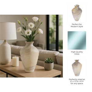 ROLANDCROSS IVORY GLASS VASE 15 (IN) 7