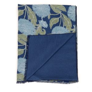 Chrysanthemum Flower Blue Reversible Wrap 5