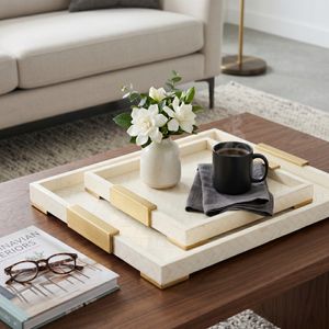 HENSONGROVE SET OF 2 IVORY TRAY 2 (IN) 2