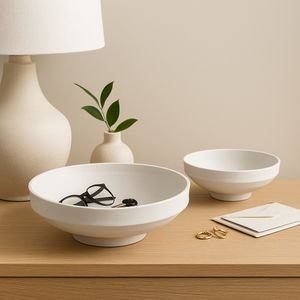 DEANWOOD SET OF 2 WHITE BOWLS 6 (IN) 11