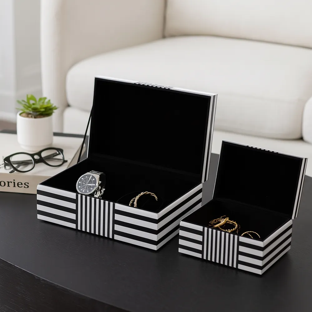 CAMDENVALE SET OF 2 BLACK BOXES 4 (IN)