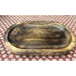 Dark Wood Oval Tray 12x8x1in 3