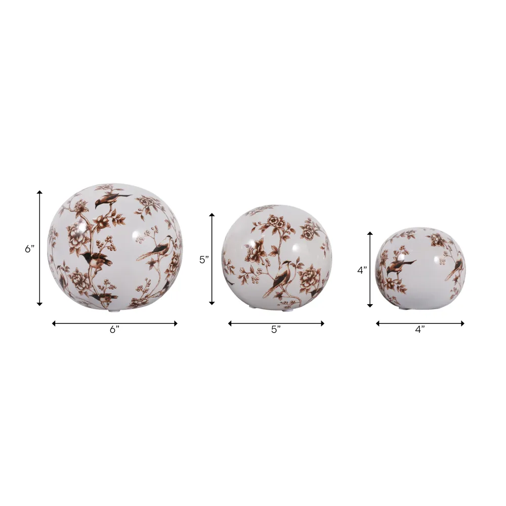 MAXBROOK SET OF 3 BROWN ORBS 6 (IN)