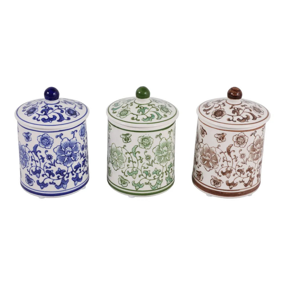 ADLERLEY SET OF 3 WHITE JARS 6 (IN)