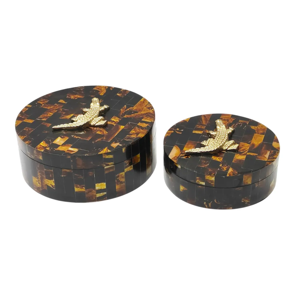 NICOLECREST SET OF 2 BROWN BOXES 4 (IN)
