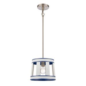 White Burlap 10'' Wide 1-Light Mini Pendant - Ocean Blue 1