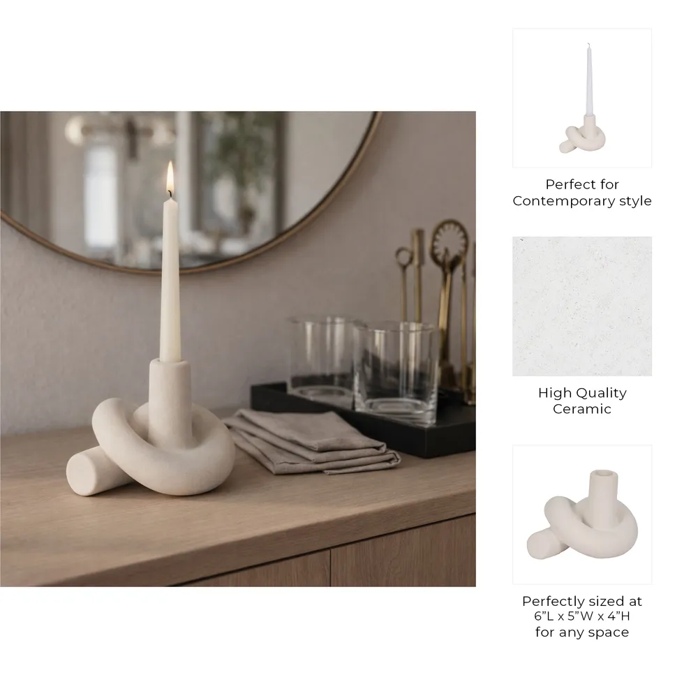 DUNCANCROSS WHITE CANDLE HOLDER 4 (IN)