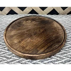 Dark Wood Round Plate 12x12x1in 4