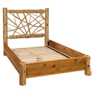 Cedar Log Twig Bed with Dimensional Cedar Rail System - Cal King - Coffee