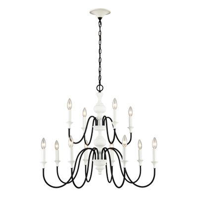 Val de Loire 36″ Wide 12-Light Chandelier - White