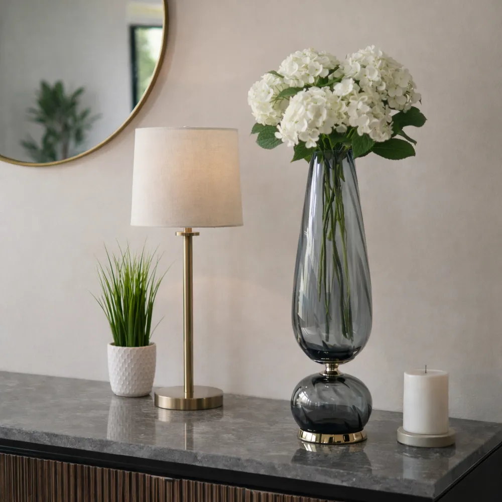 LINDENRUN GRAY GLASS VASE 25 (IN)