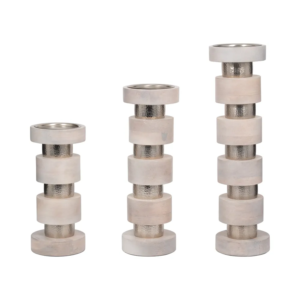 DESMONDRIDGE SET OF 3 WHITE CANDLESTICK 22 (IN)