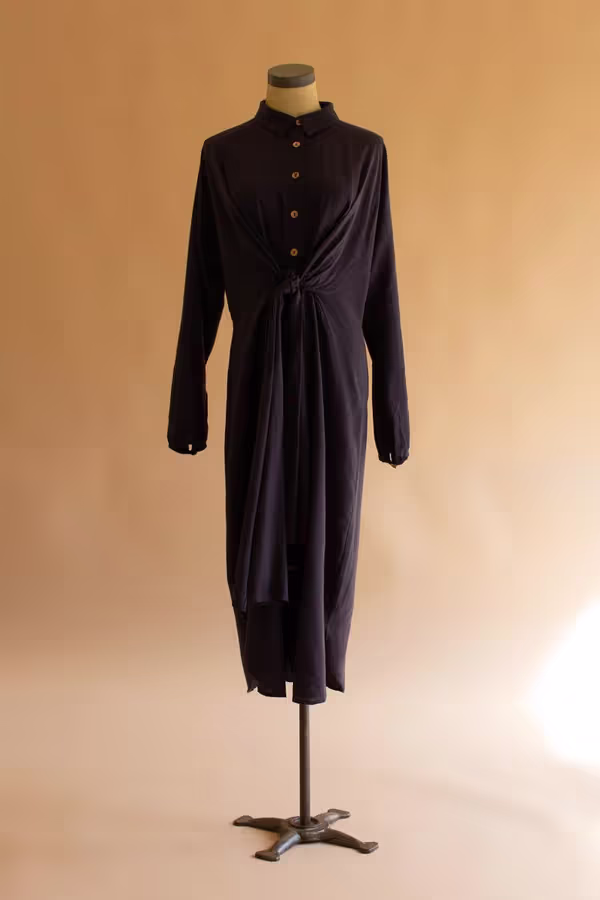 Long-Sleeve Dress with Front-Tie Detail