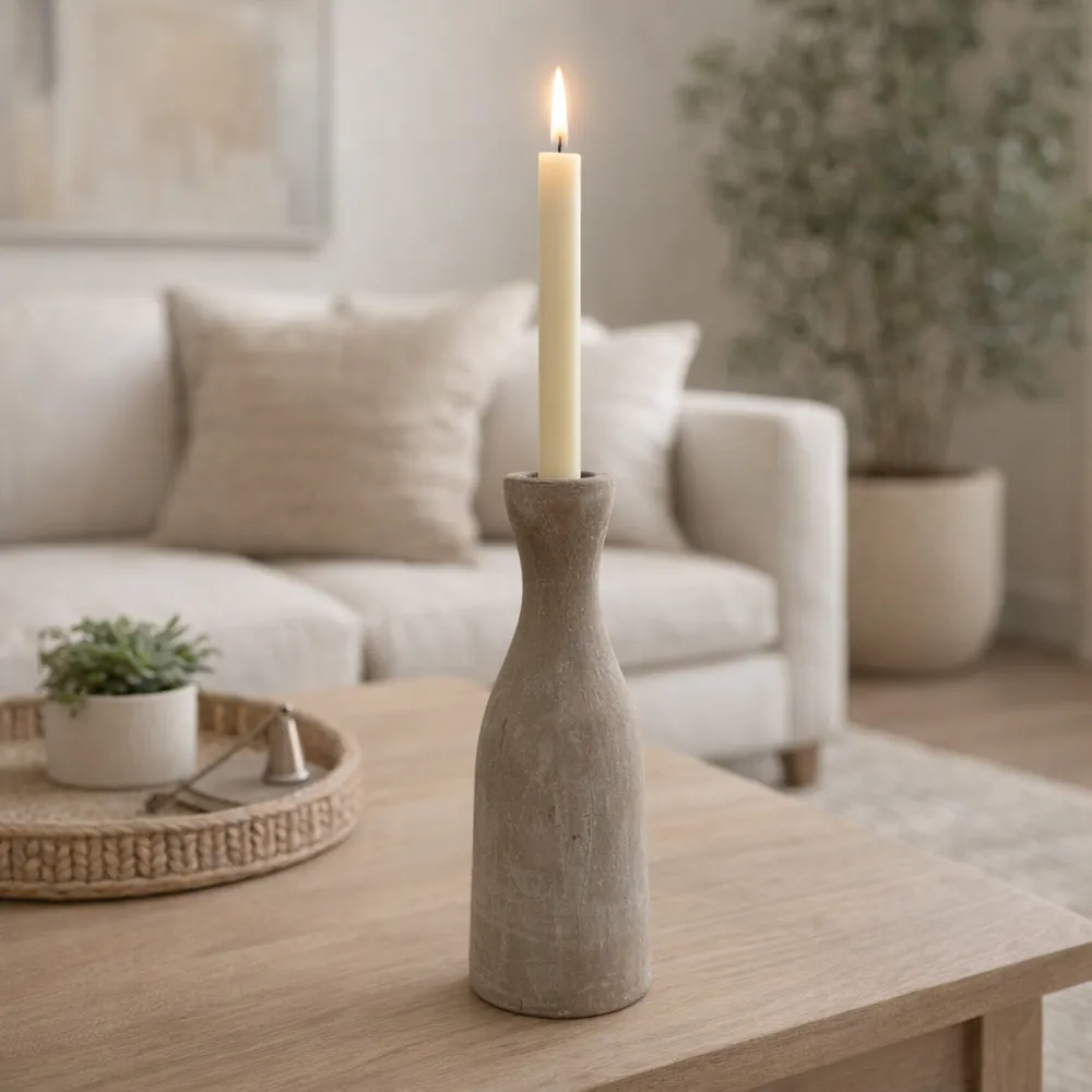 PAXTONCLIFF GRAY CANDLE HOLDER 8 (IN)
