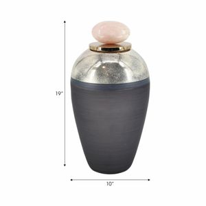 GLASS, 19" VASE W/ RESIN TOPPER, GRAY 9