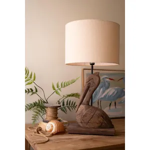 Carved Mango Wood Pelican Table Lamp Base with Fabric Shade 3