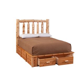Cedar Log Footboard Dresser for Platform Bed - Two Drawer - Queen - Natural