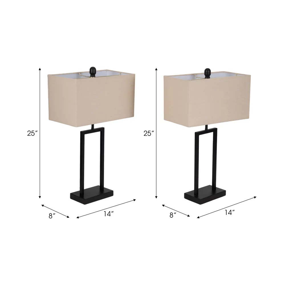 HEDLEYHAVEN SET OF 2 BLACK LAMPS 25 (IN)