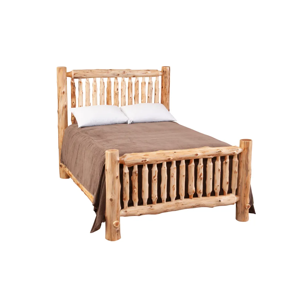 Cedar Log Small Spindle Bed - King - Coffee