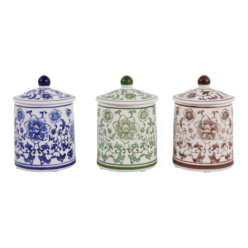 ADLERLEY SET OF 3 WHITE JARS 6 (IN)
