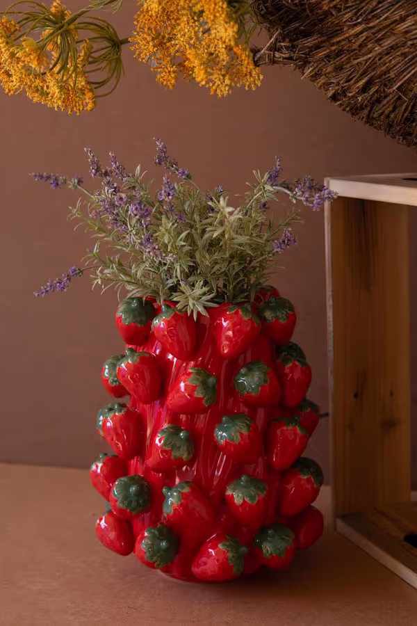 Ceramic Strawberries Vase