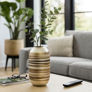 CARLTONLAND GOLD GLASS VASE 14 (IN) 2