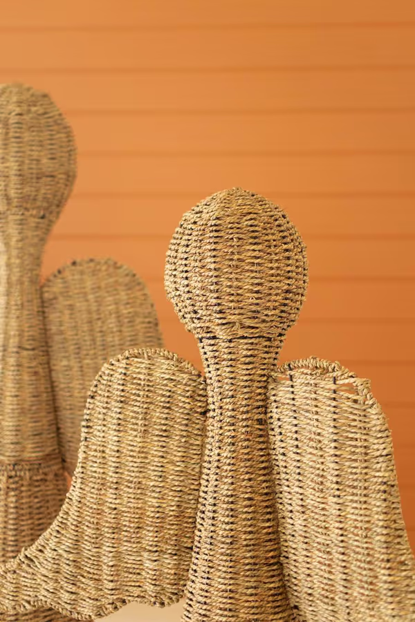 Set of 2 Large Woven Vine Angels