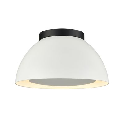 Pelham 10″ Wide 2-Light Flush Mount - Matte Black with Matte White