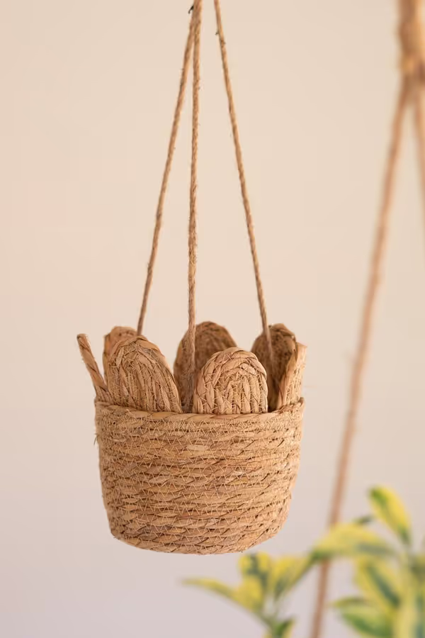 Woven Seagrass Hanging Planter Basket