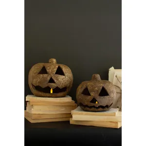 Set of 2 Paper Mache Jack-O-Lanterns 1