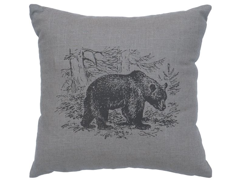 Image Pillow - Bear Scene - Linen Gray 1