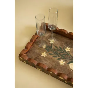 Recycled Wood Tray with Hand-Painted Detail 2