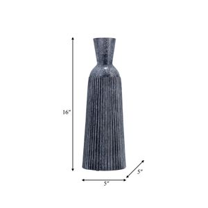 16", GROOVED GLASS VASE, BLUE 9