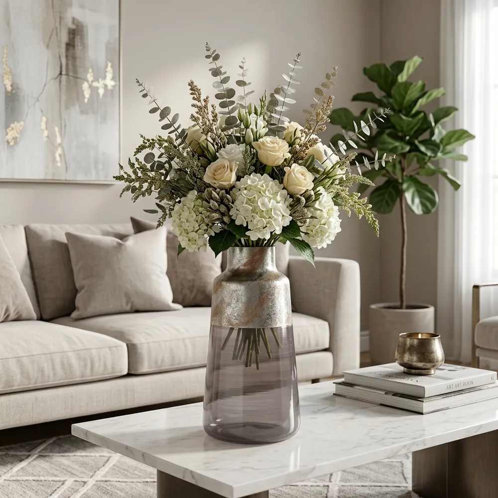 ORIONPARK GRAY GLASS VASE 17 (IN)