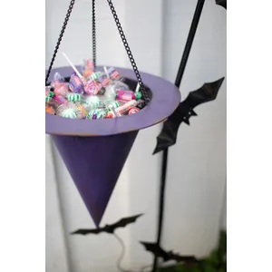 Painted Metal Halloween Witch Hat Candy Holder 2