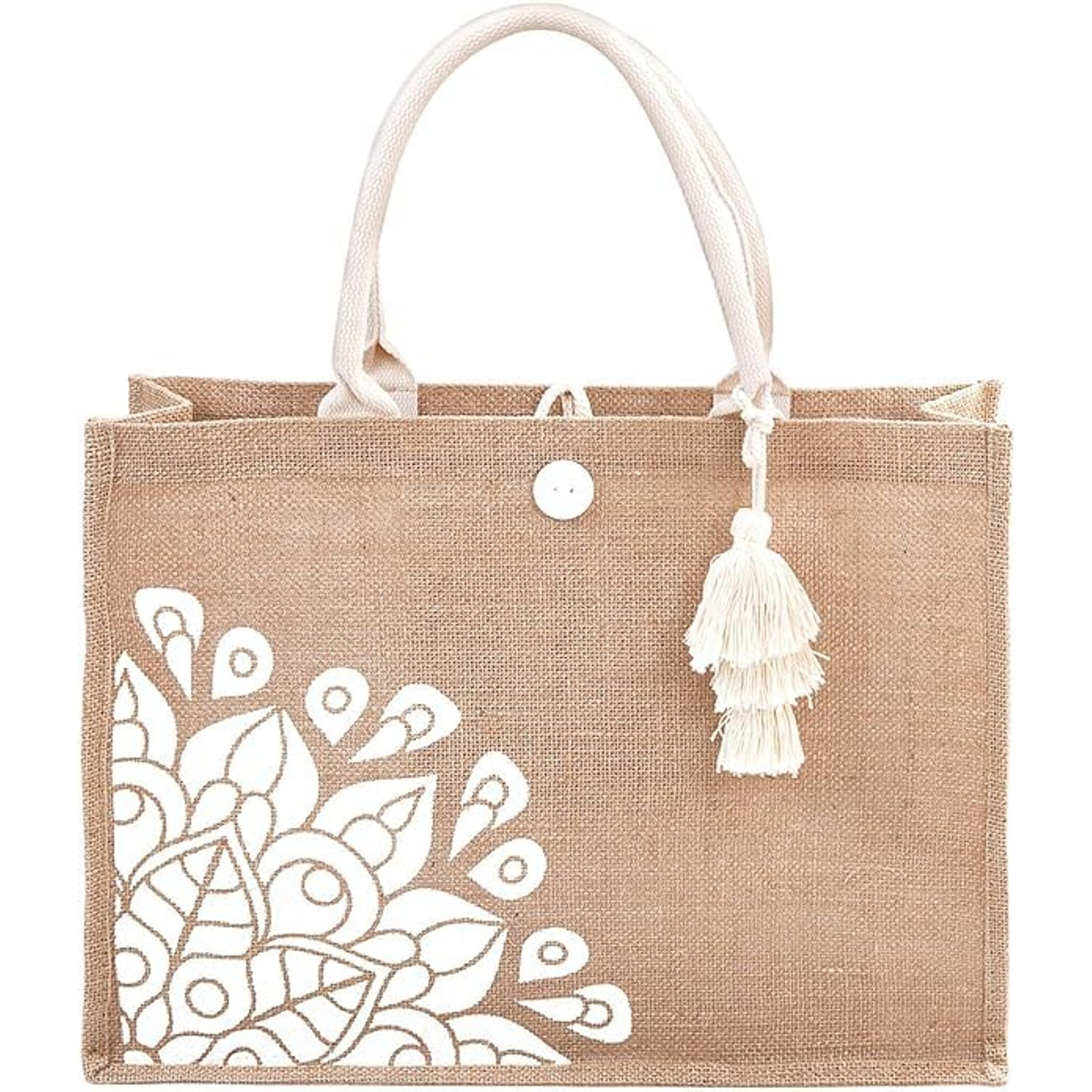 SEERSUCKER HIP BAG W ROPE STRAP & JUTE - ASST