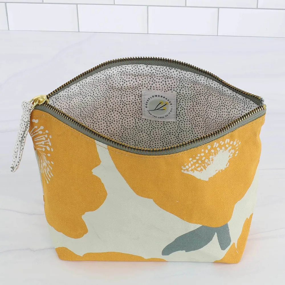 Poppies Gold Medium Essential Canvas Pouch