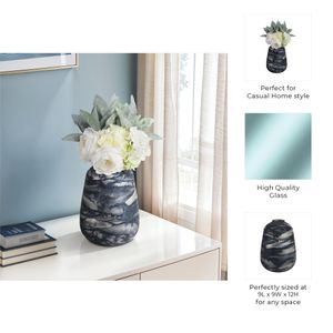 CLYDEBURN BLUE GLASS VASE 12 (IN) 10
