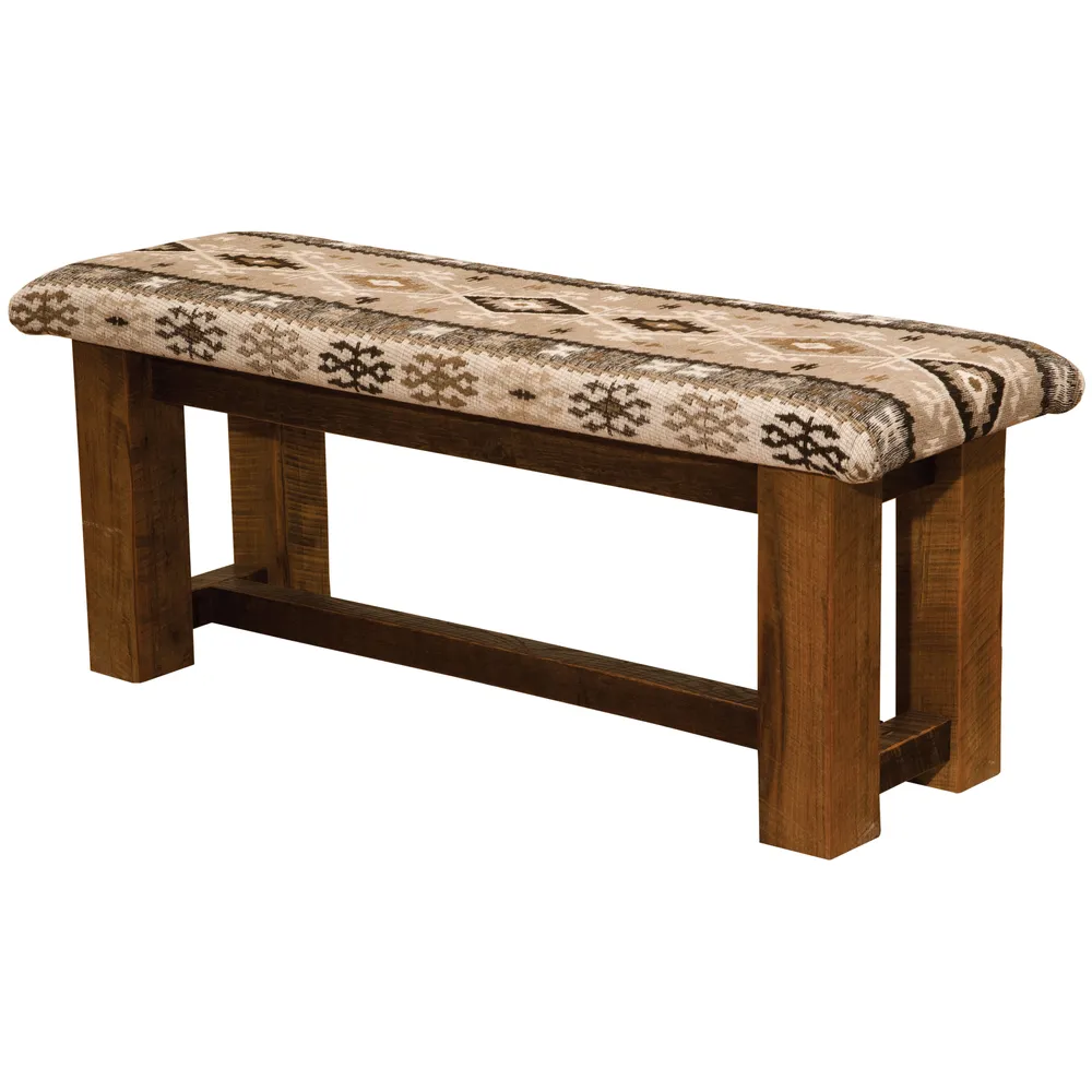 Barnwood 36-inch Bench - Upholstered Seat - Customer Material