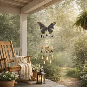 33X10" MOSAIC BUTTERFLY CHIME, GOLD/NAVY 12