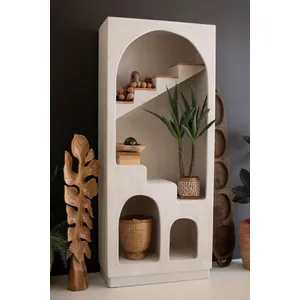 Textured Arched Shelving Unit with Stairs Detail 6