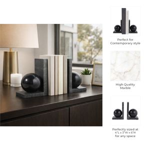 HELTONPORT SET OF 2 BLACK BOOKENDS 6 (IN) 9