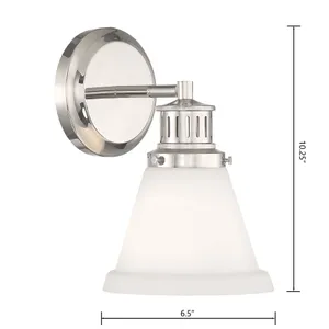 Alden 10.25'' High 1-Light Sconce- Polished Nickel Matte Opal 2
